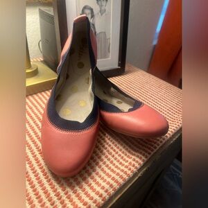 Boden Pink Flats with Dark Blue Trim
